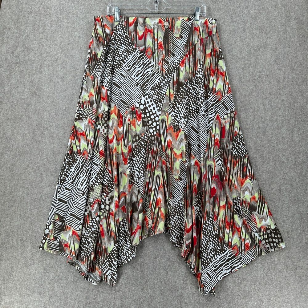 NWT CHICOS Asymmetrical Pull On Maxi Skirt Womens‎ LARGE Stretch Comfy Long Boho - Picture 2 of 9